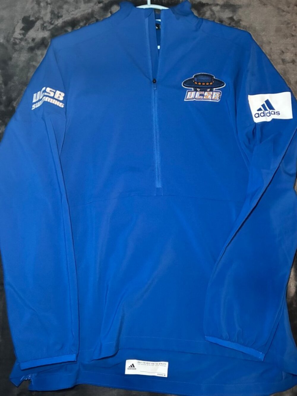 Adidas UCSB Gauchos Quarter Zip Pullover Mens M Blue Swimming Team Issue Jacket